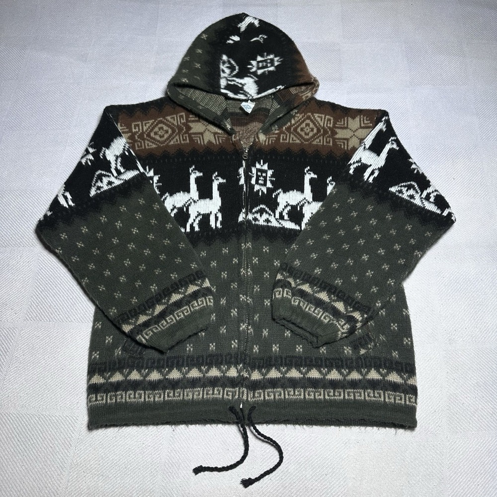 Andino Artesanias Wool Jacket Mens Small Made‎ In Ecuador Cultural Fair Isle